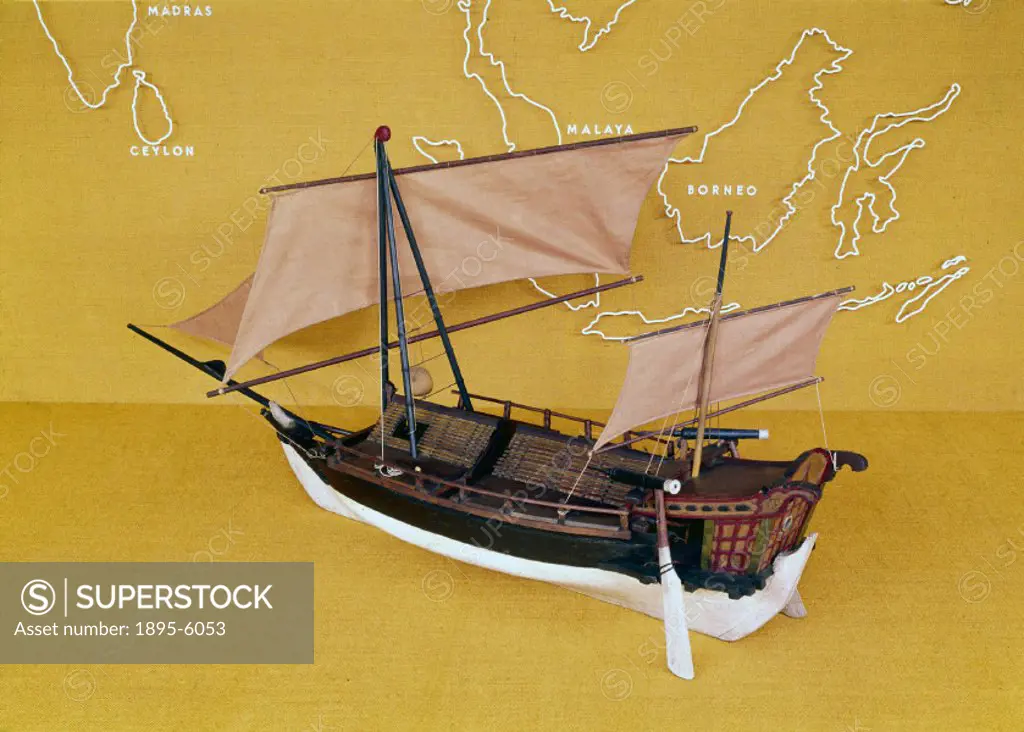 Model. The typical coasting vessel of the Java and Flores Seas had a double-ended hull, about 60 ft in length, derived from the smaller dugout canoe. ...