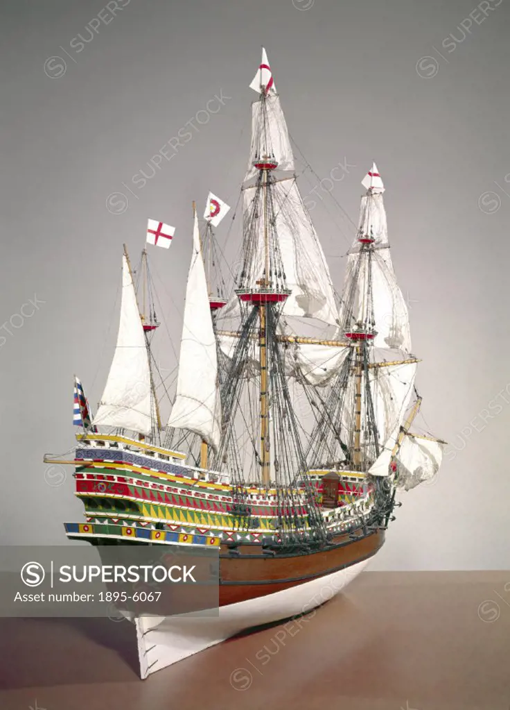 Rigged model (scale 1:48). This model is based on the draughts for the ´Elizabeth Jonas´ from papers known as ´Fragments of Ancient Shipwrightry´ by M...