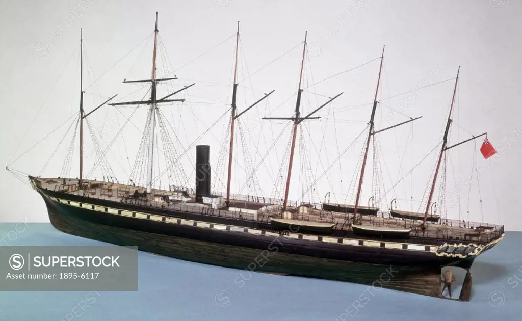 Model (scale 1:48). This was the first screw-propelled vessel to cross the Atlantic, as well as being the first iron-built ship to do so. She sailed f...