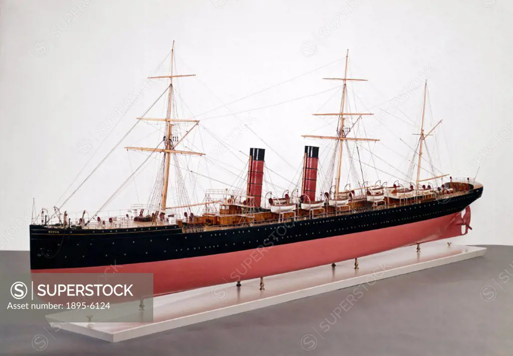 Model (scale 1:48). She was built at Clydebank for the Cunard Steamship Company Ltd, and launched in 1881 for the service between Liverpool and New Yo...