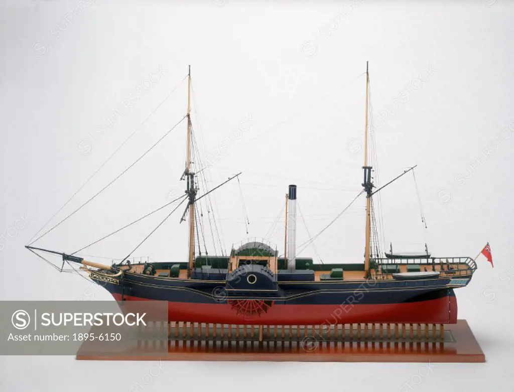 Model (scale 1:48). This was the first vessel to cross the Atlantic under continuous steam power. She was built at Leith, in Scotland, for the service...