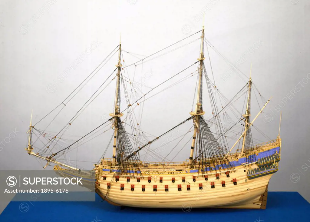 Rigged model (scale 1:50). This Swedish 64-gun warship sank on her maiden voyage in 1628, 1500 yards from shore. The cause of her loss was lack of sta...