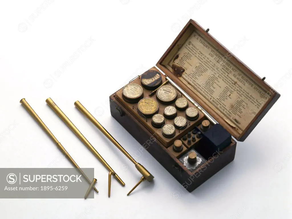 Boxed set including a blowpipe, tweezers and chemicals for testing. The colour the flame produced during a flame test often indicates the identity of ...