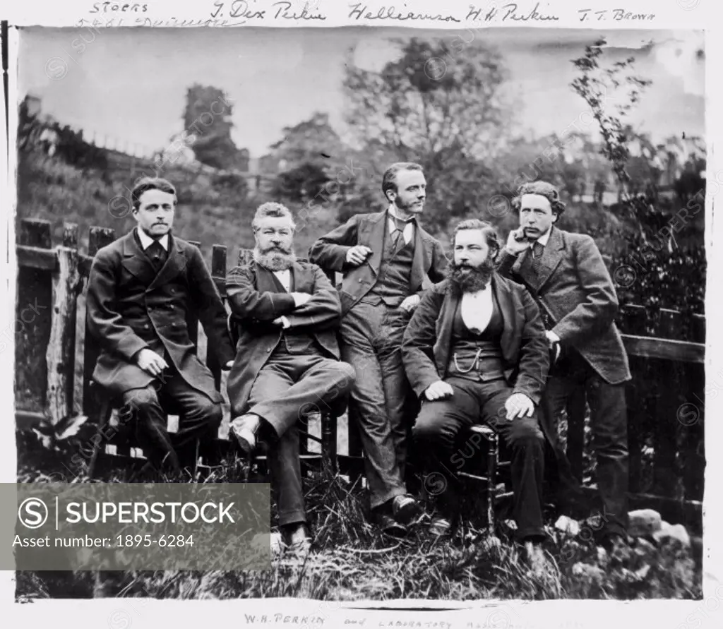 ´In 1856 Sir William Henry Perkin (1838-1907; second left) isolated the first synthetic dyestuff, mauve, produced from chemicals derived from coal tar...