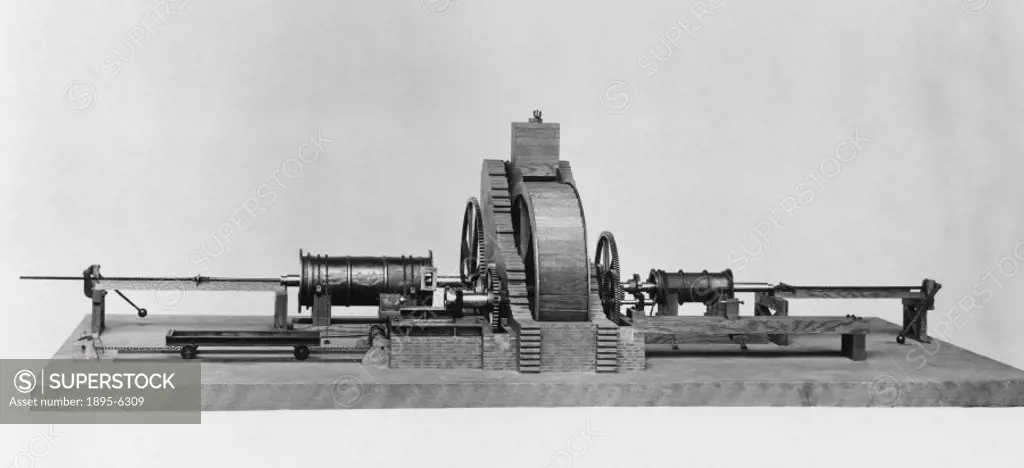 Model (scale 1:12). This boring mill was built by John Wilkinson (1728-1808) at his ironworks near Chester in 1775 and it was here that he developed h...