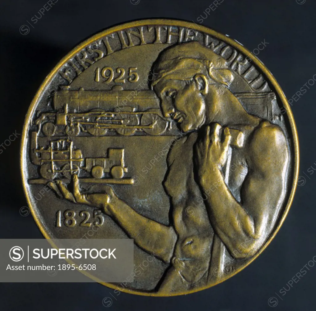London North Eastern Railway (LNER) centenary medal, 1925. This medal was designed by Gilbert Boyes and struck by John Pinches.