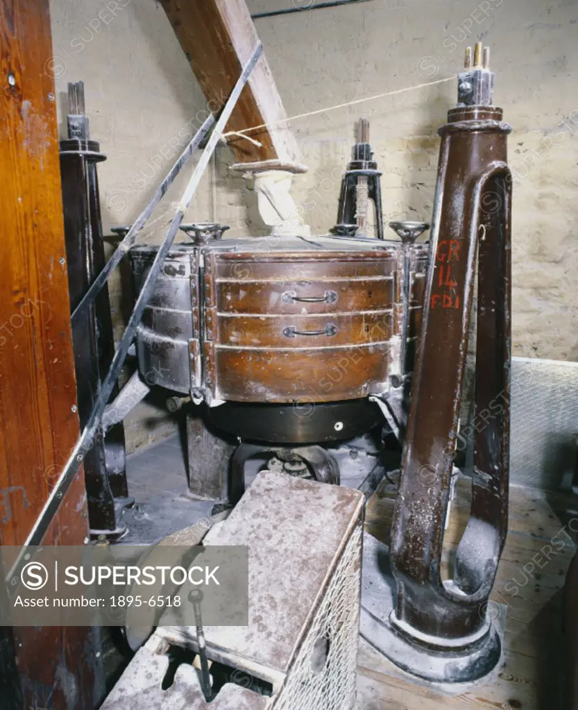 Photograph taken in the 1980s of machinery used to produce casein plastic at BP Chemicals, Stroud, Gloucestershire. Casein is a semi-synthetic plastic...