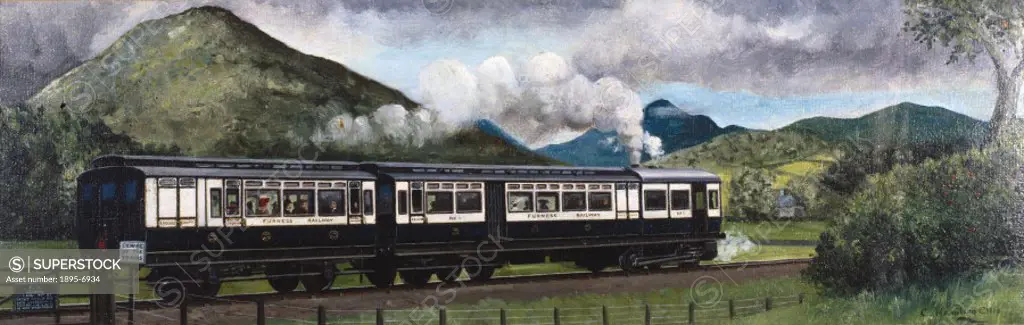 Travel in 1910’. Oil painting by Cuthbert Hamilton Ellis, made in 1951, for a British Railways, London Midlands Region (BR/LMR) carriage print. The F...