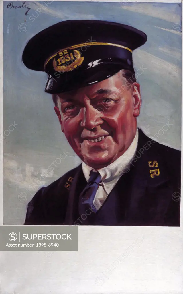 Southern Railway (SR) guard, ´Sunny South Sam´, 1931. Sunny South Sam appeared on a number of posters in the 1930s, including one with a group of mari...