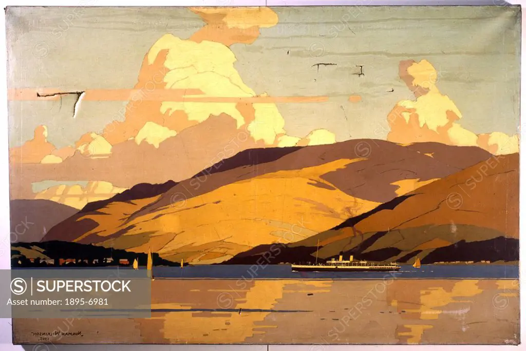 The Firth of Clyde, 1925  Original oil painting by Norman Wilkinson for London Midland & Scottish Railway poster 