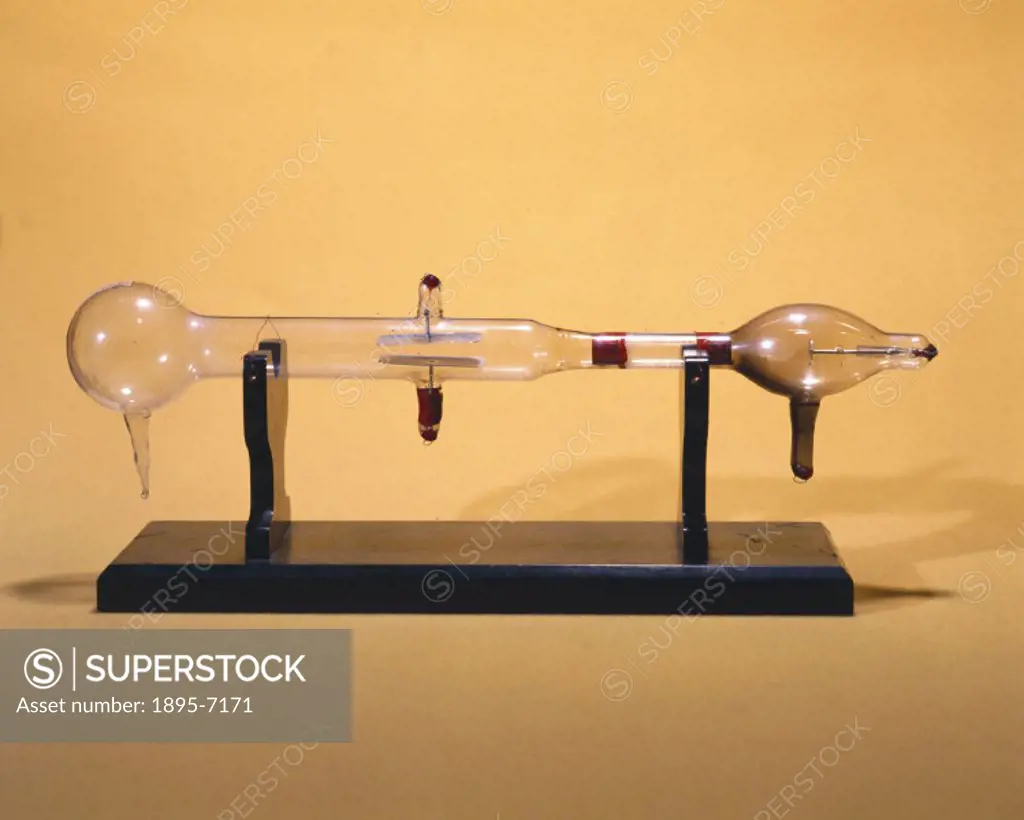 ´This apparatus was used to discover the electron. In 1896, in Cambridge, Joseph John Thomson (1856-1940) began experiments on cathode rays. In Britai...