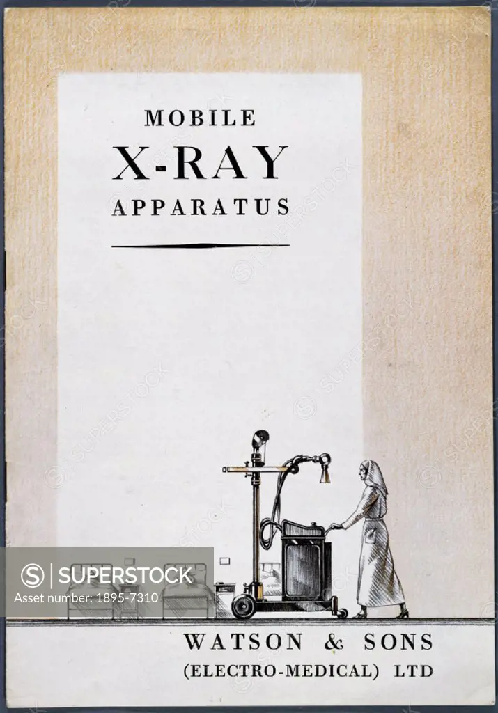 Cover of an equipment catalogue which was produced by the equipment manufacturers Watson & Sons (electro-medical) Ltd. By the 1930s, X-ray equipment w...