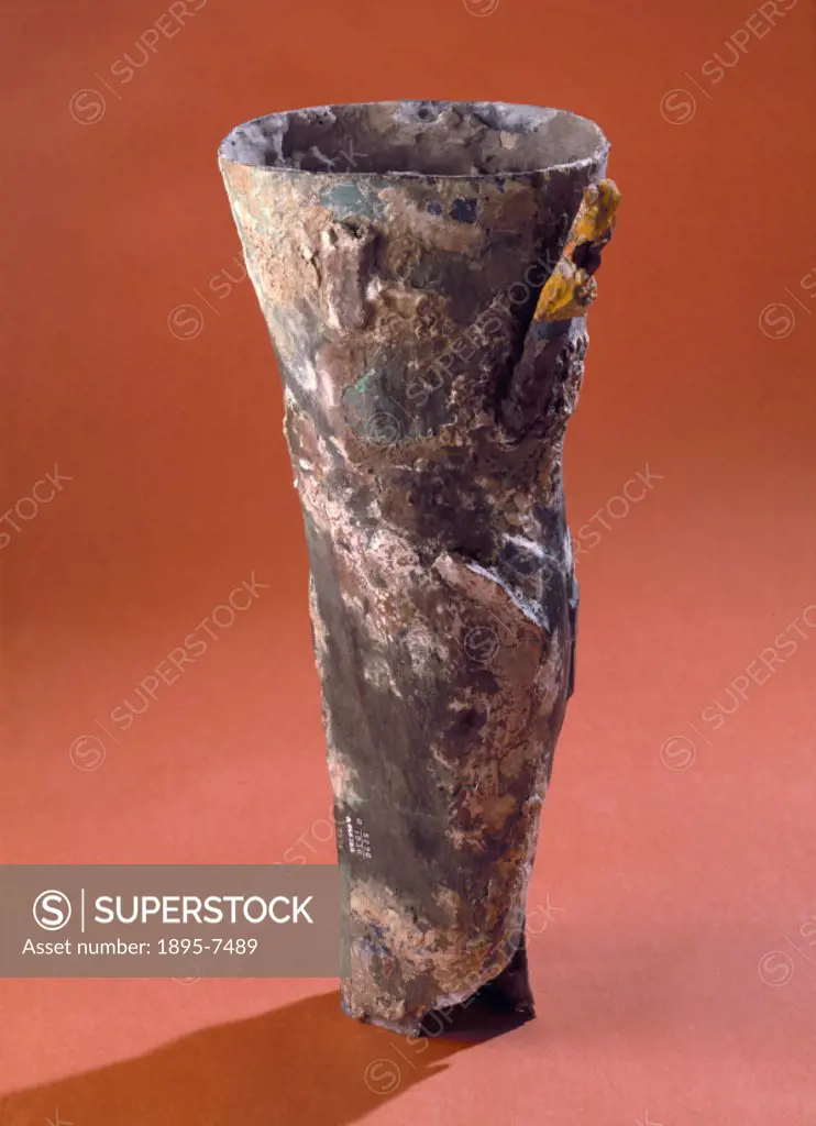 Copy of an artificial leg in brass and plaster from the original at the Royal College of Surgeons, London made around 1910. The original was found in ...
