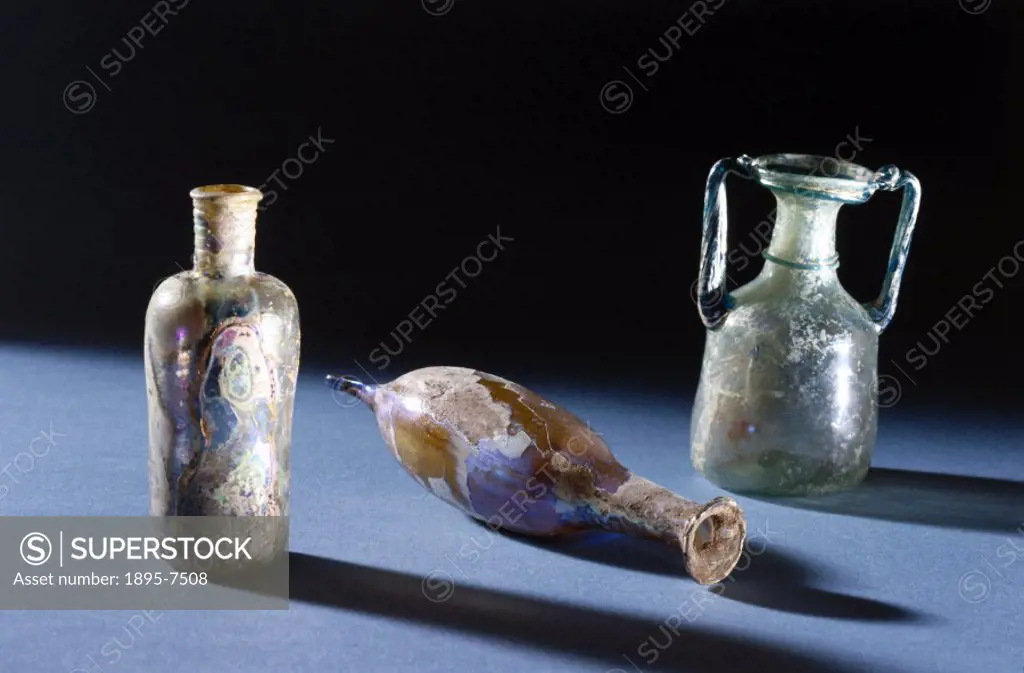 These Roman glass bottles were found in the Lebanon and were possibly used for ointments.