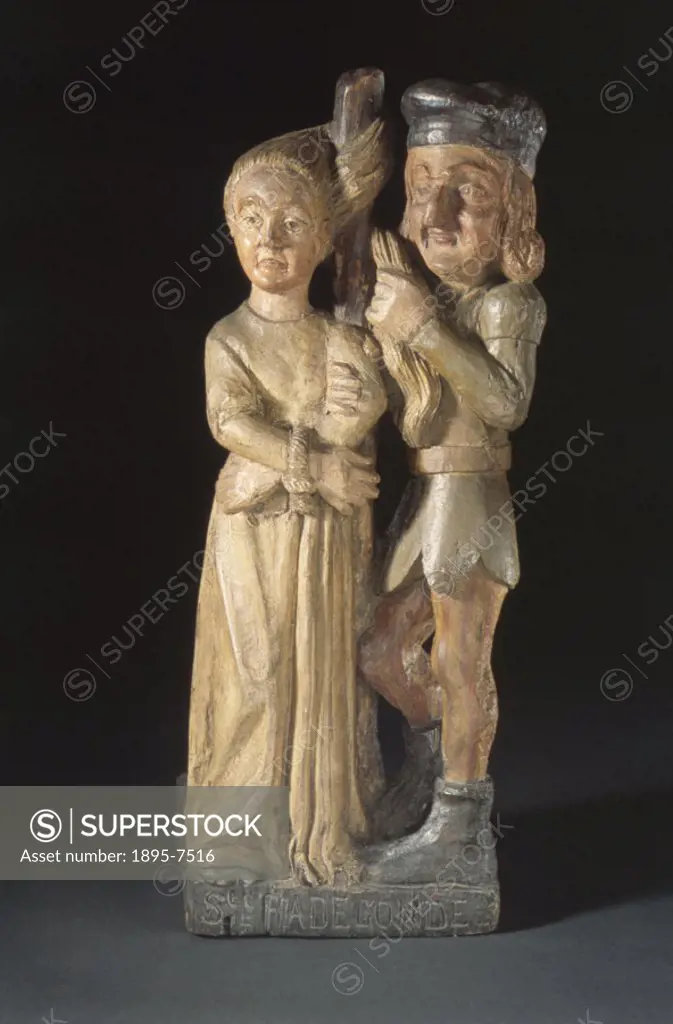 Wooden statue of St Radegrend (also known as Radegund) who was born c 520 AD, to one of three Thuringian kings. During the Frankish invasion of Thurin...