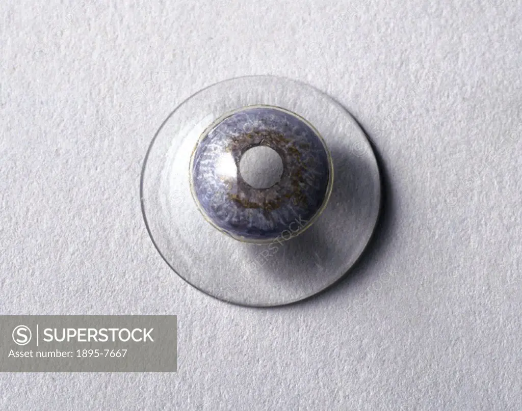 Made by Muller Sohne of Wiesbaden, Germany, the pioneers of blown glass contact lenses. F E Muller produced the first hard contact lens in 1877. The i...