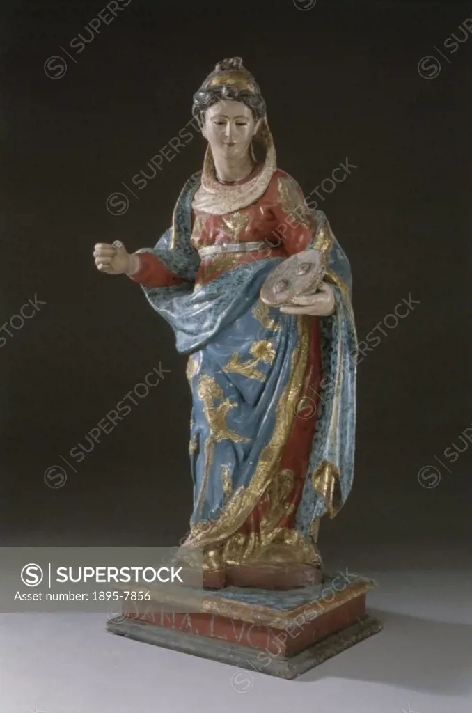 This brightly painted wooden statue was made in Spain. The Catholic Church dominated medieval Europe, and Christian teaching often implied that illnes...