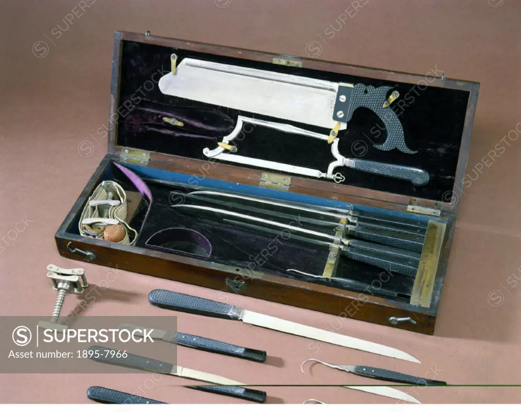 An amputation set made by W Carter. Prior to the invention of antiseptics, amputation was often the treatment of first rather than last resort, to pre...