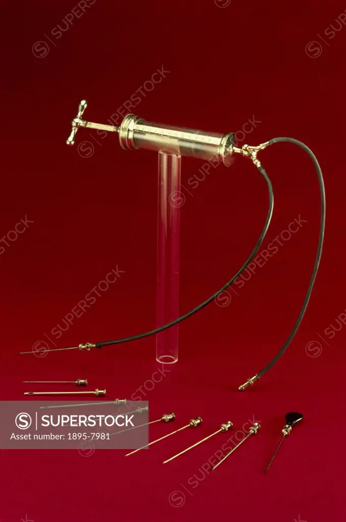 Manufactured by Dakin Bros, London. An aspirator is a piece of apparatus for applying suction to remove material from the respiratory tract or other b...
