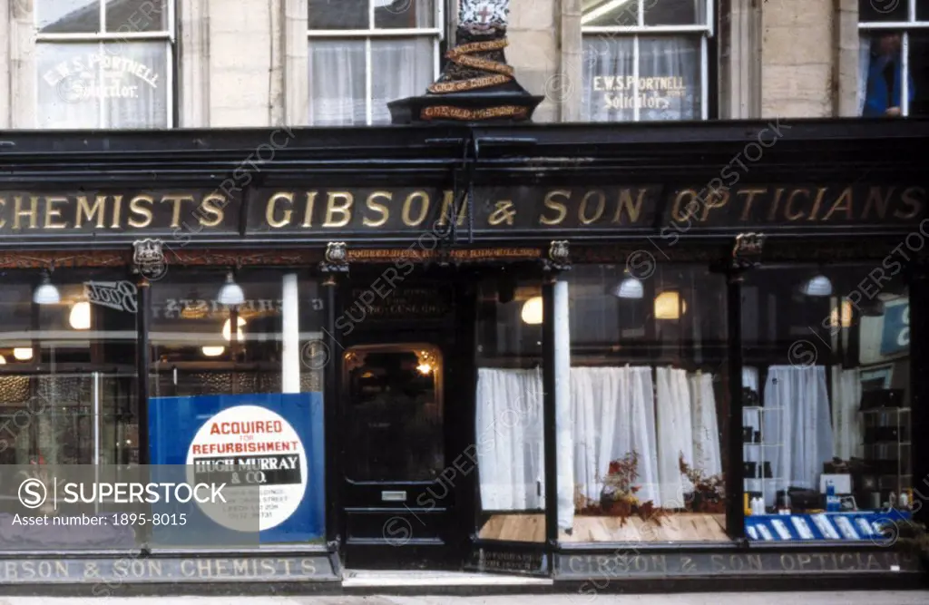 Photograph taken just before the pharmacy closed in 1978. The Gibson family owned the shop in Hexham from 1834. When it closed, the London Science Mus...