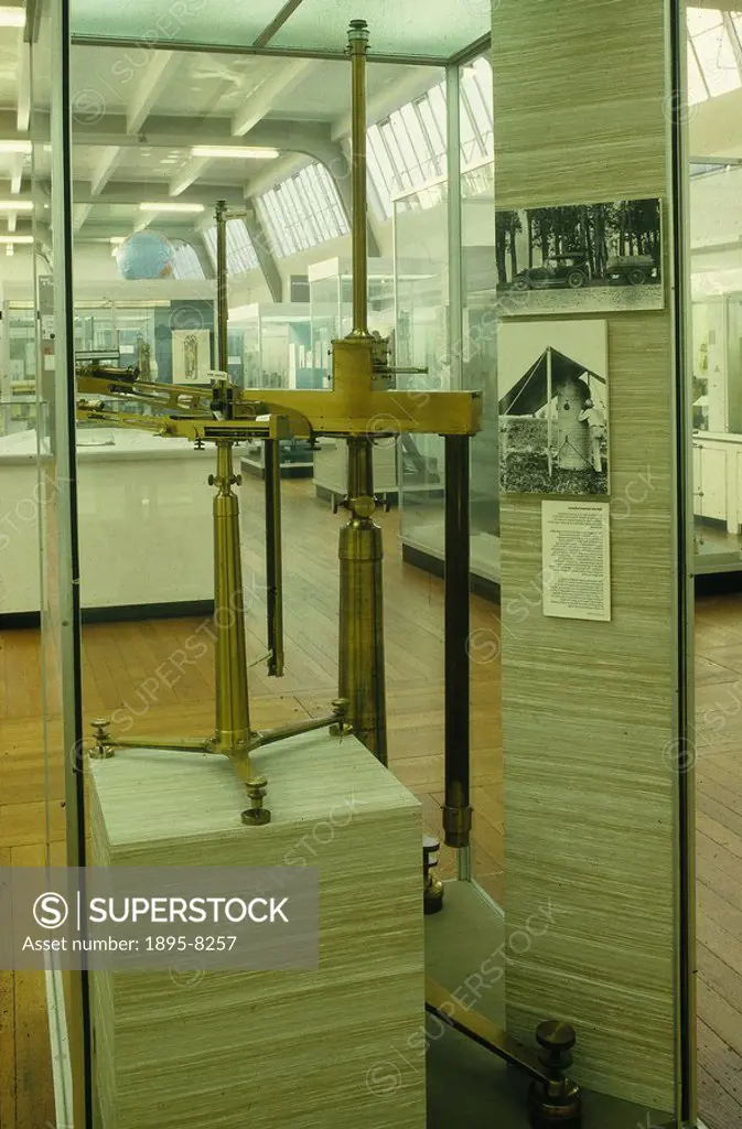 Torsion balance designed by Hungarian physicist Baron Lorand Von Eotvos 1848-1919 on display in the Oceanography Gallery of the Science Museum  The Eo...