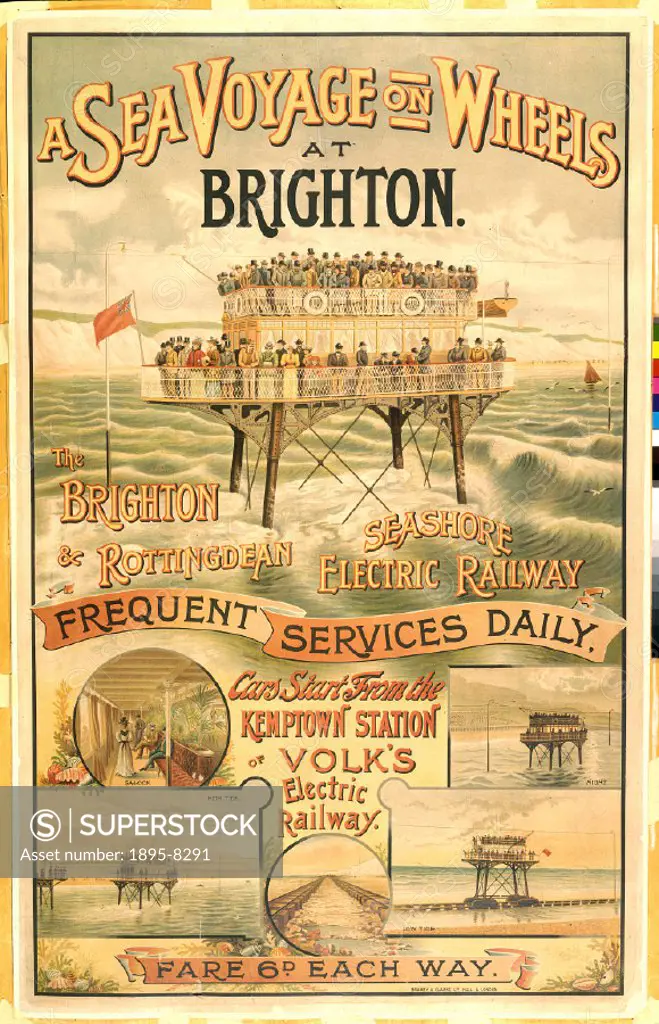 Poster advertising Volk´s electric railway, Brighton. ´A Sea Voyage on Wheels´.