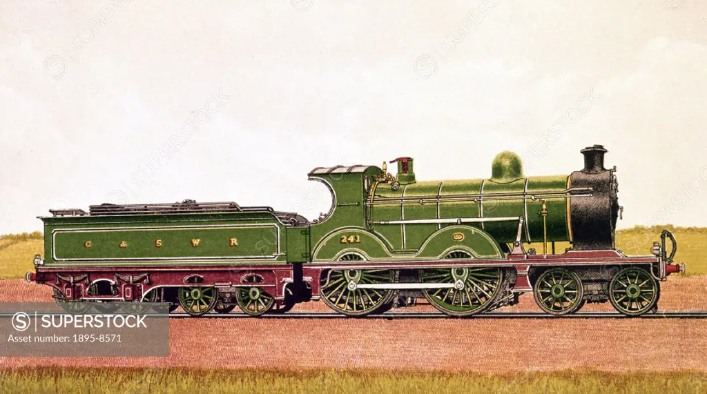 Glasgow and South Western Railway (GSWR) 4-4-0 express passenger locomotive no 241, designed by James Manson.