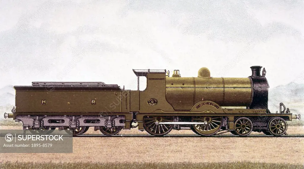 Highland Railway express locomotive, no 61. This locomotive was designed by Peter Drummond.