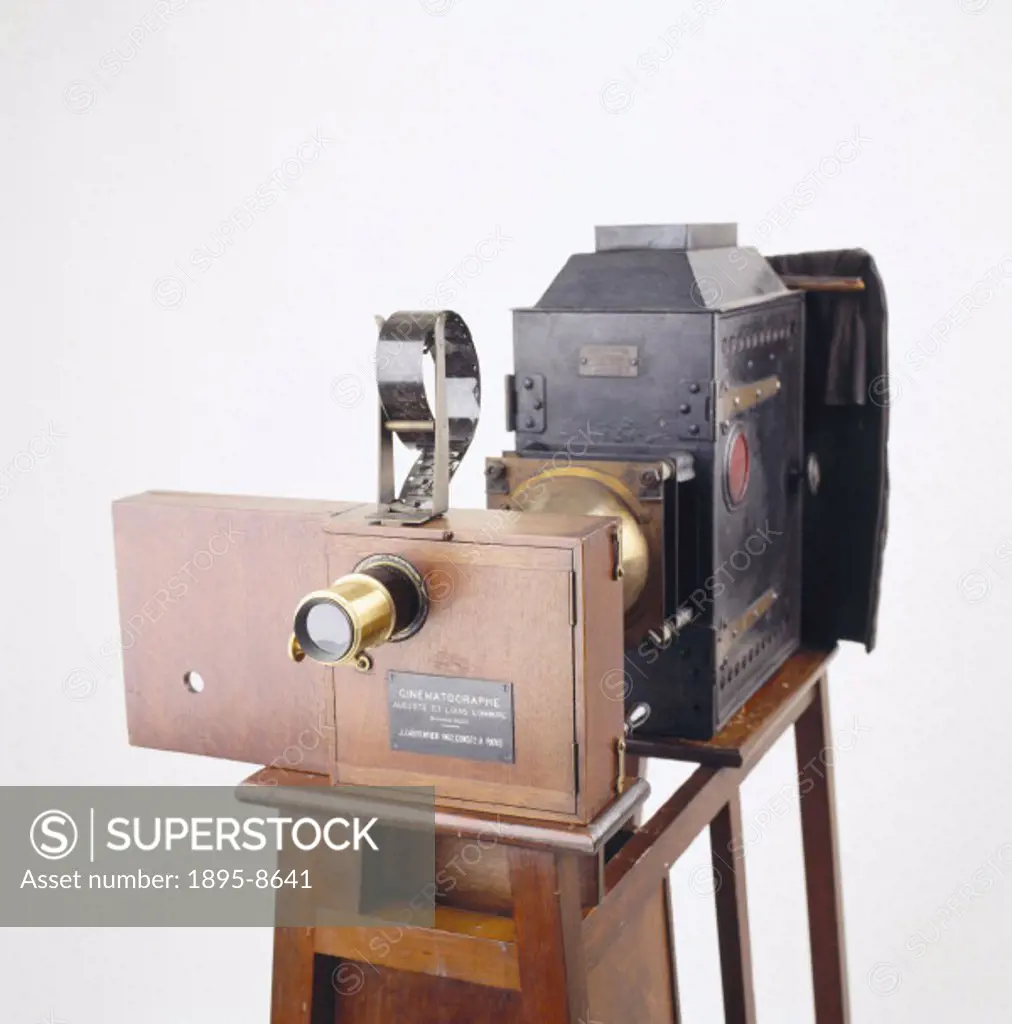 Lumiere Cinematographe, 1895. The Cinematographe, invented by Auguste (1862-1954) and Louis (1864-1948) Lumiere, was a combined camera, projector and ...