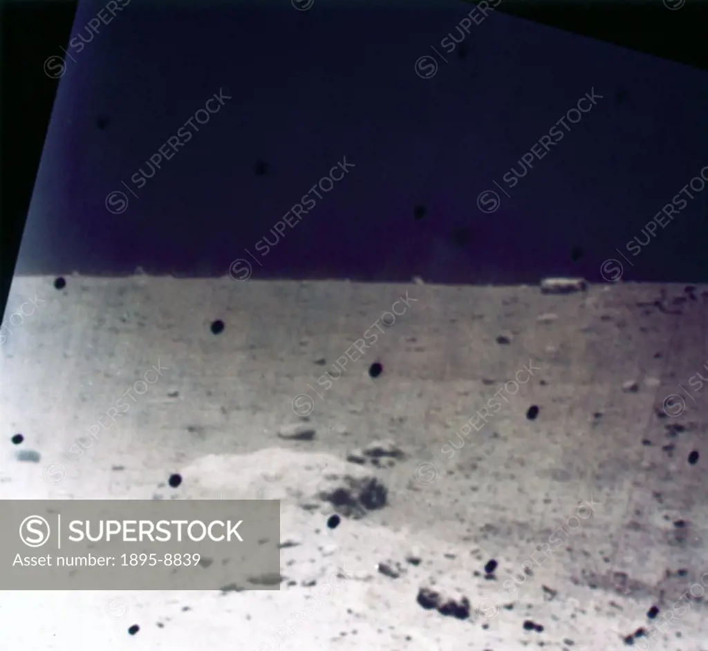 Photograph taken by Surveyor 3, which was launched on 17th April, 1967. This supposedly colour picture was constructed using three colour filters and ...