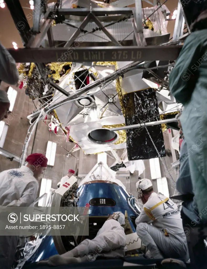 LM-3, shown here being moved to the balance fixture at the Manned Spacecraft Operations Building, Kennedy Space Centre, Cape Canaveral, Florida, was f...