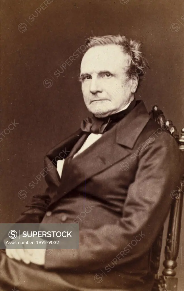 Carte de visite studio portrait of Charles Babbage (1792-1871), showing Babbage at the fourth International Statistical Congress of 1860 held in Londo...