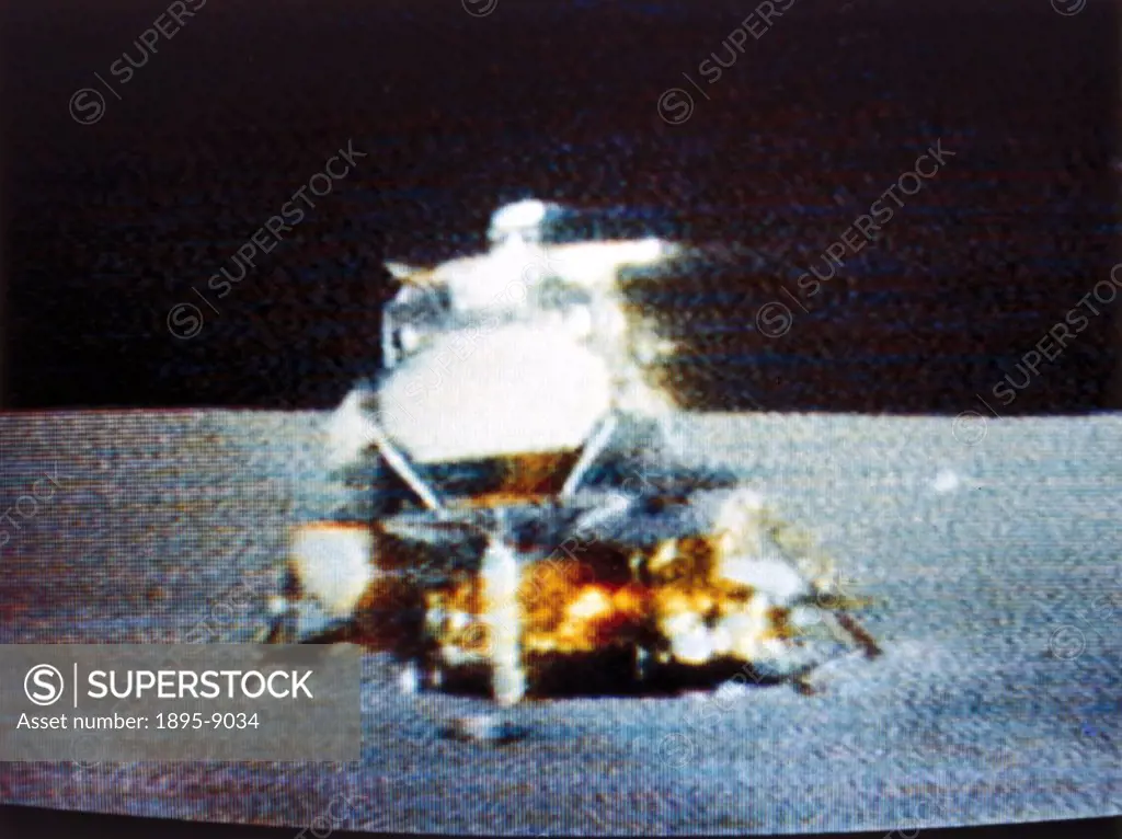 This picture was taken from the RCA television camera mounted on the Lunar Rover. Apollo 15, the fourth successful lunar landing mission, was launched...
