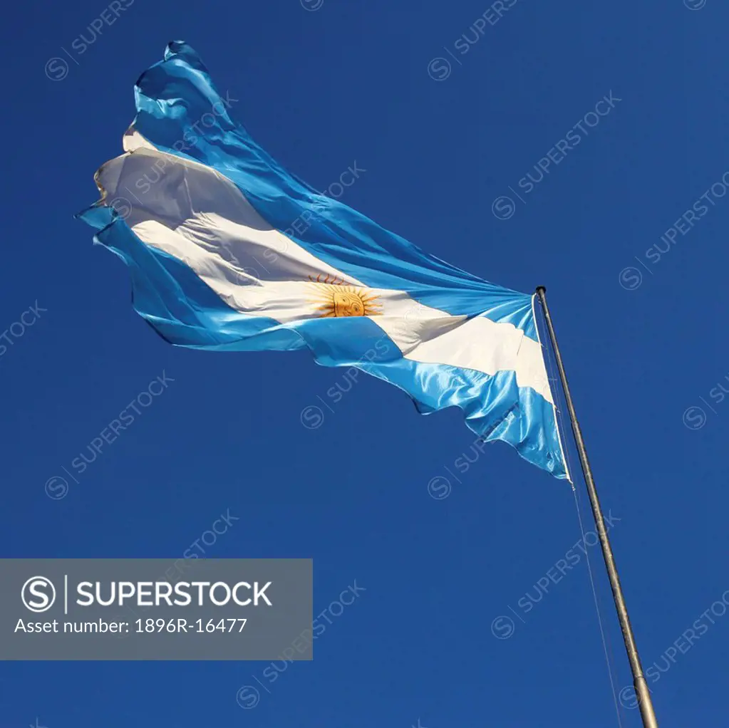 National Flag of Argentina, Plaza de la Republica in Avenida 9 de Julio, Buenos Aires, Argentina.
