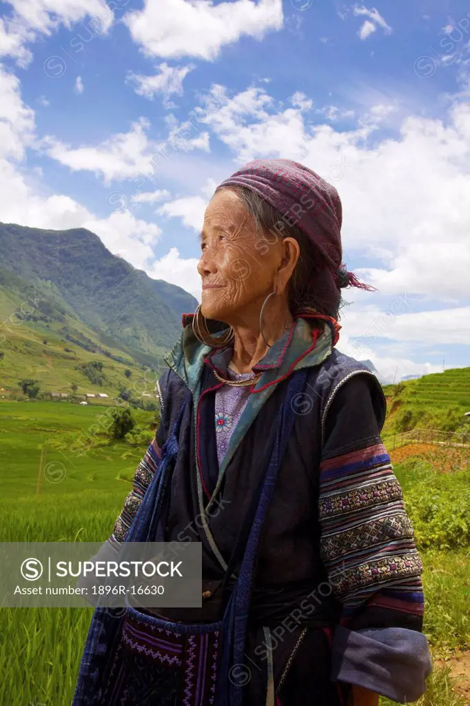 A portrait of an elderly woman, Sapa, Republic of Vietnam, South East Asia