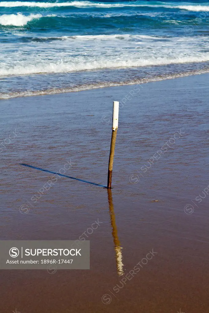 Pole on beach in Sodwana Bay, Kwa Zulu Natal, South Africa