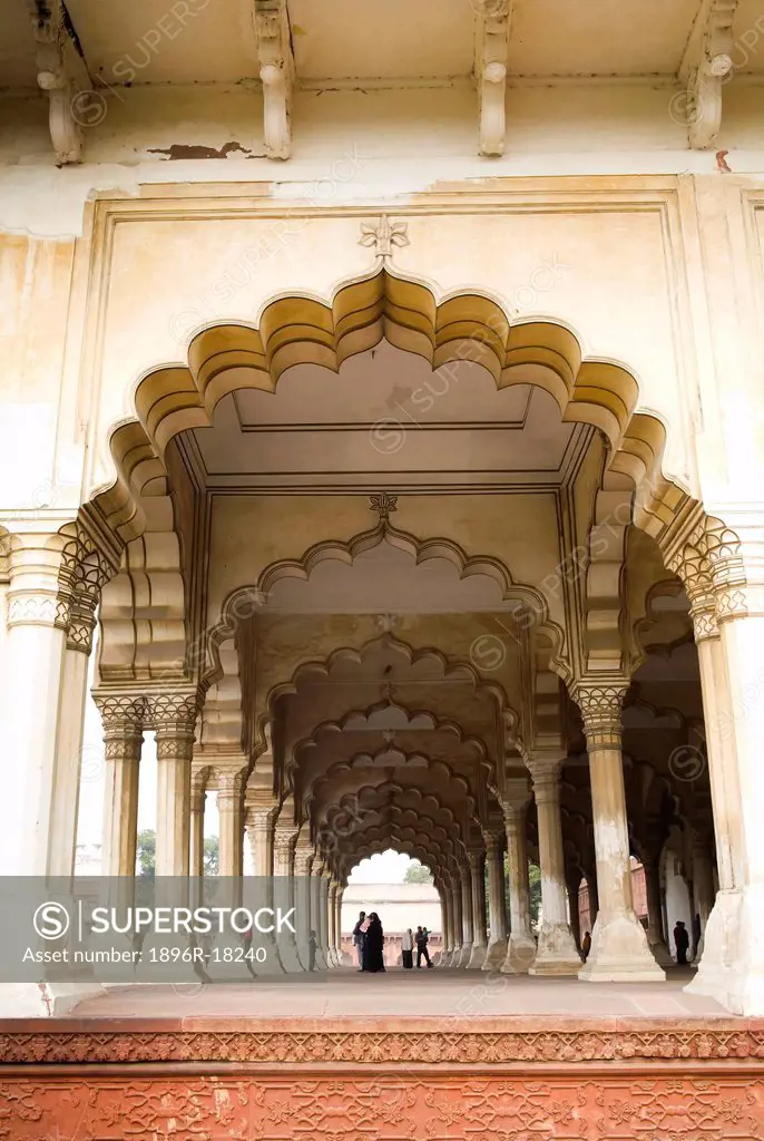 View of the arches of the Diwan_i_khas hall of private audience, Agra fort, Uttar Pradesh, India