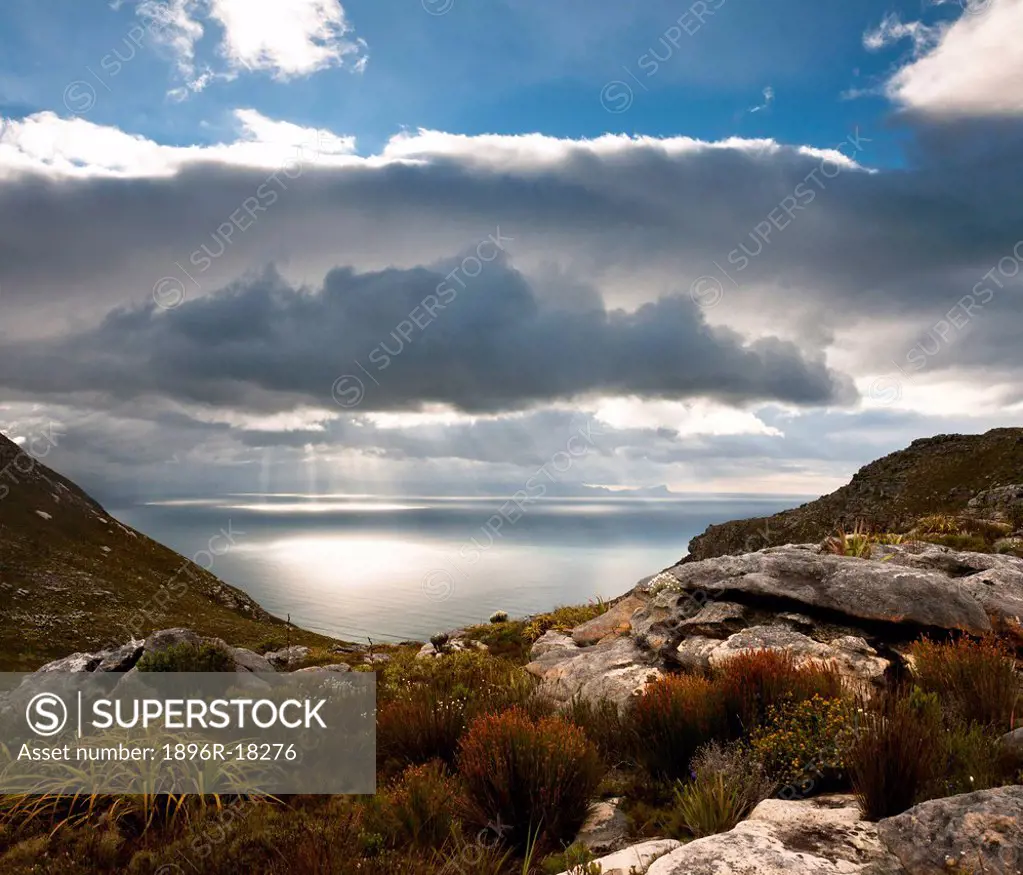 View of False Bay, Muizenberg Peak, Silvermine, Table Mountain National Park, Cape Town, Western Cape, South Africa