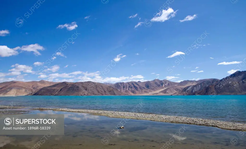 mountain range, Pangong Lake. Ladakh Region, India.