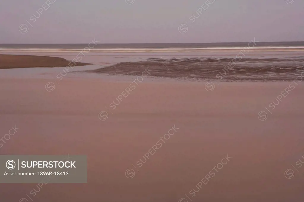 Blurred motion image of the Umzimvubu river and sand banks at the river mouth, Wild Coast, Port St John´s, Eastern Cape, South Africa