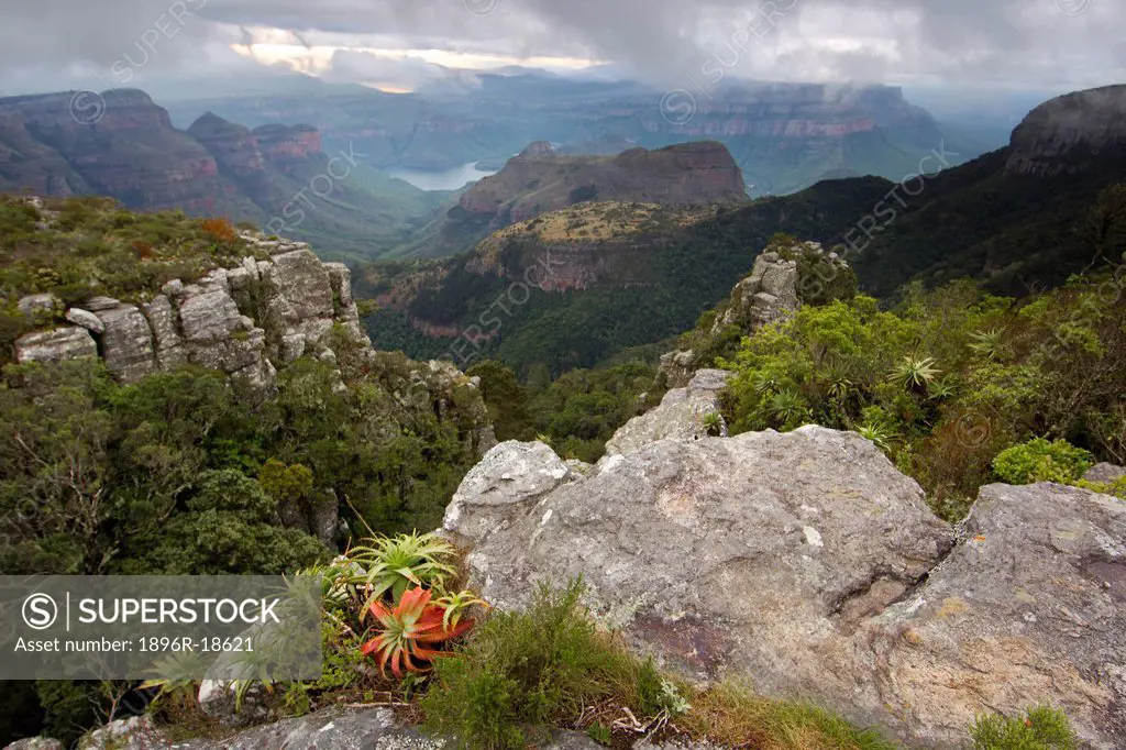 View of Three Rondavels from Mariepskop Mountain, Limpopo Province, Mpumalanga Province, South Africa