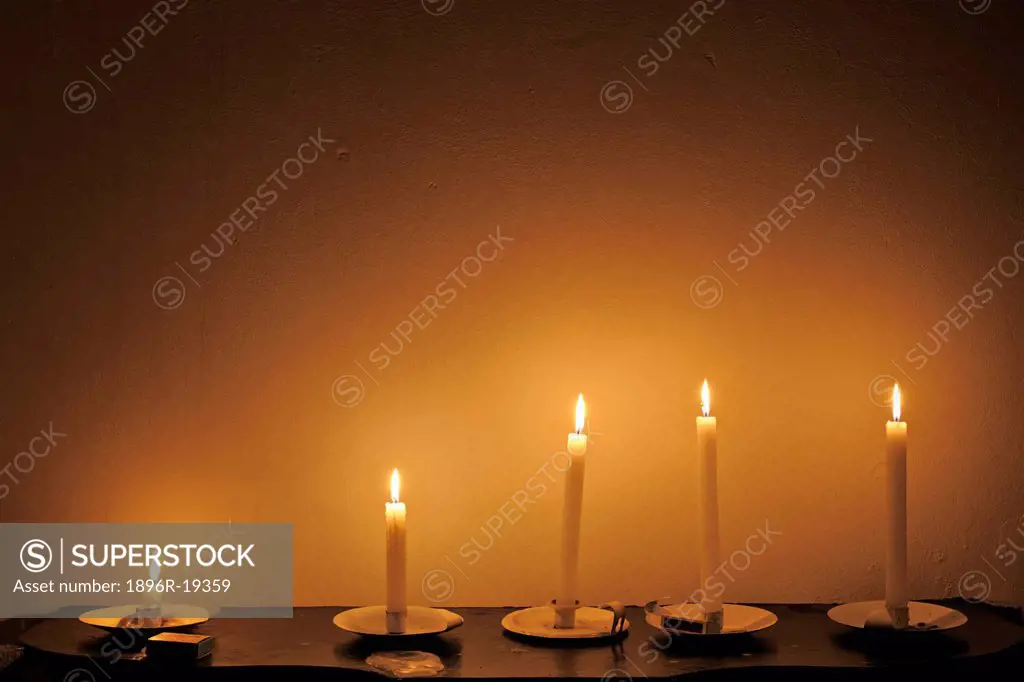 Group of candles burning, Eastern Cape, South Africa