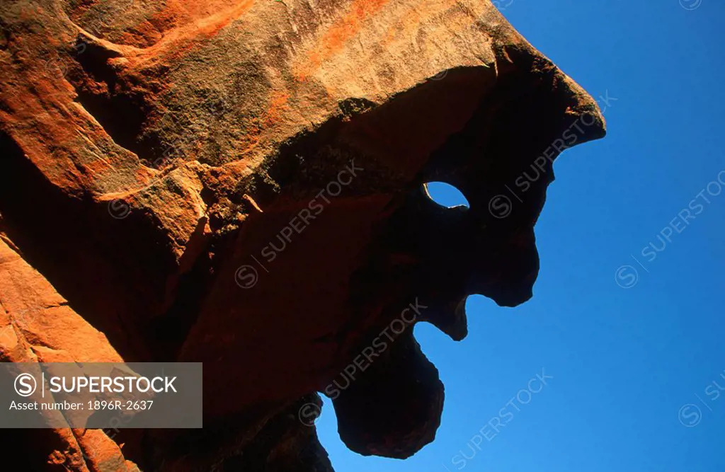 Rock Face Formation Against a Blue Sky  Bushman´s Kloof, Cederberg Mountains, Western Cape Province, South Africa