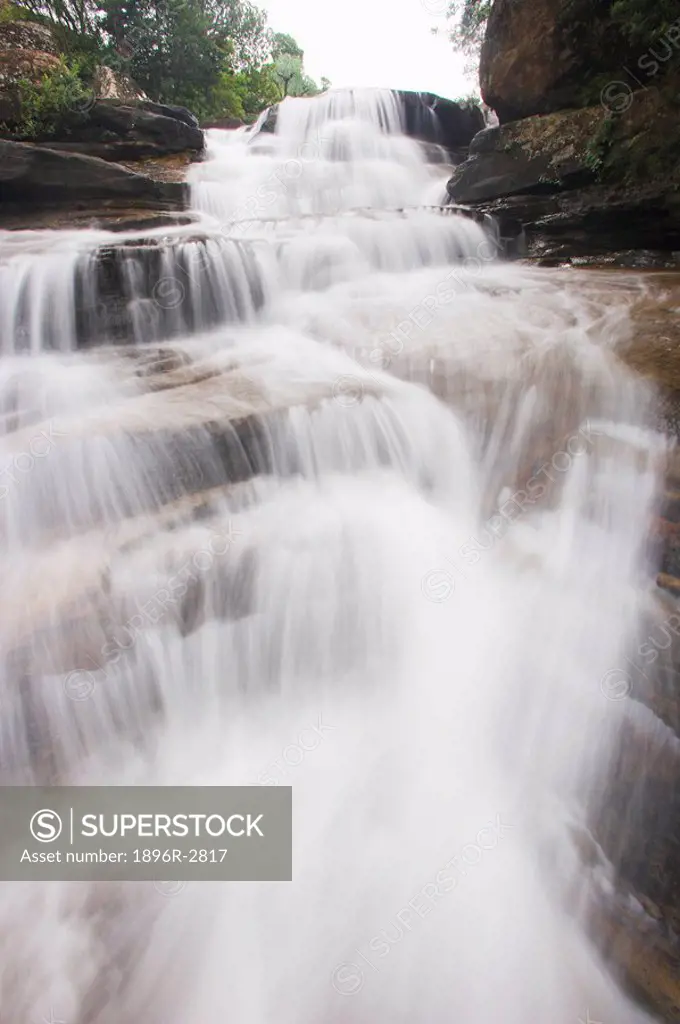 Flowing Waterfall Scenic - Long Exposure  Royal Natal National Park, Drakensberg Mountains, KwaZulu Natal Province, South Africa