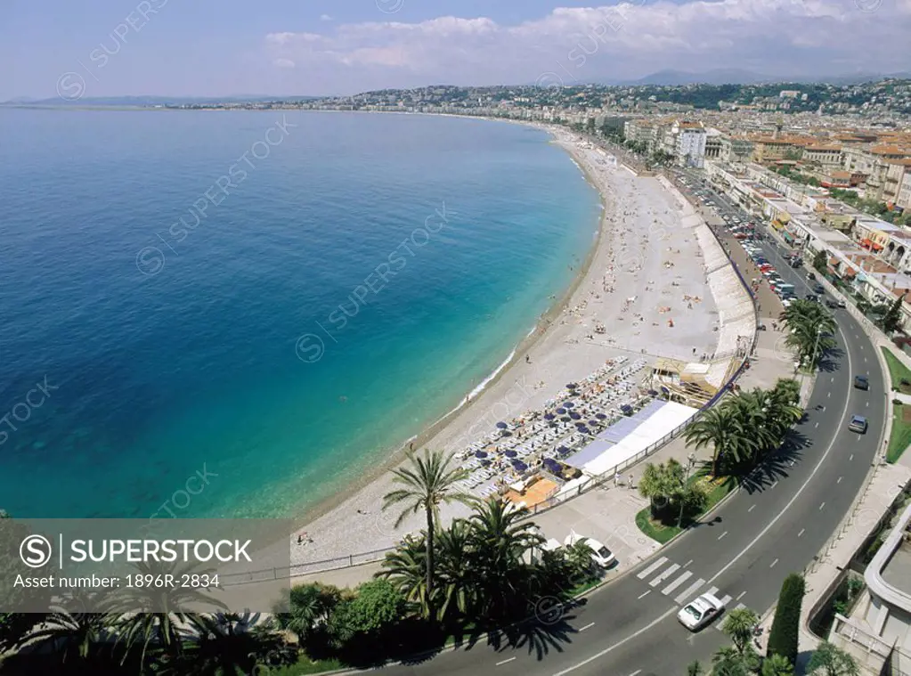 Aerial View of the Promenade des Anglais  Nice, Provence-Alpes-Cote d´Azur, France