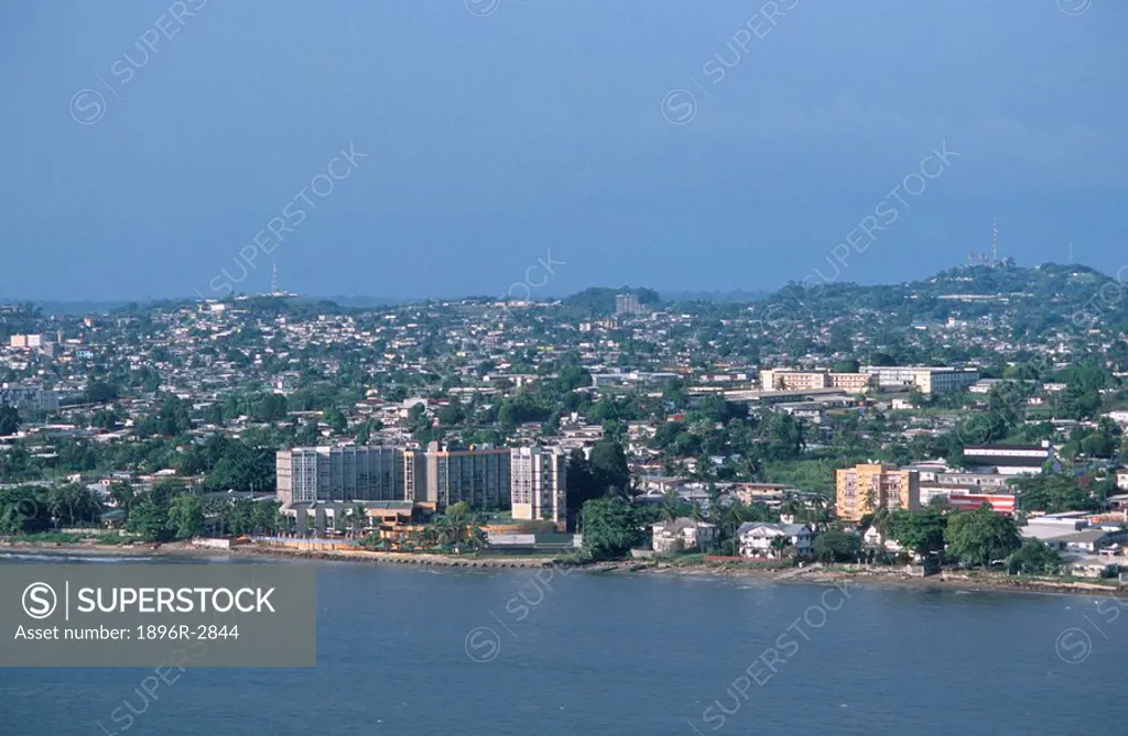 Aerial View of Capital City Libreville & CoastLine  Libreville, Gabon, West Africa