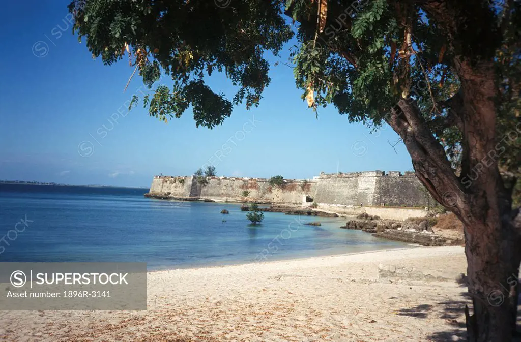 Scenic View of Fort Sao Sebastao Across Water  Ilha da Moçambique, Mozambique