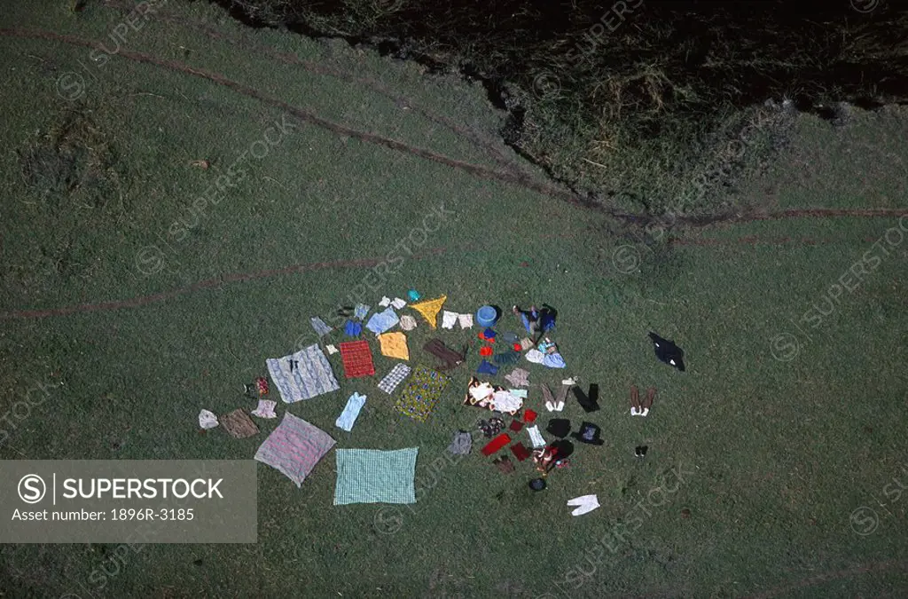 Clothes Spread Out to Dry - Directly Above  Caprivi Strip, Namibia