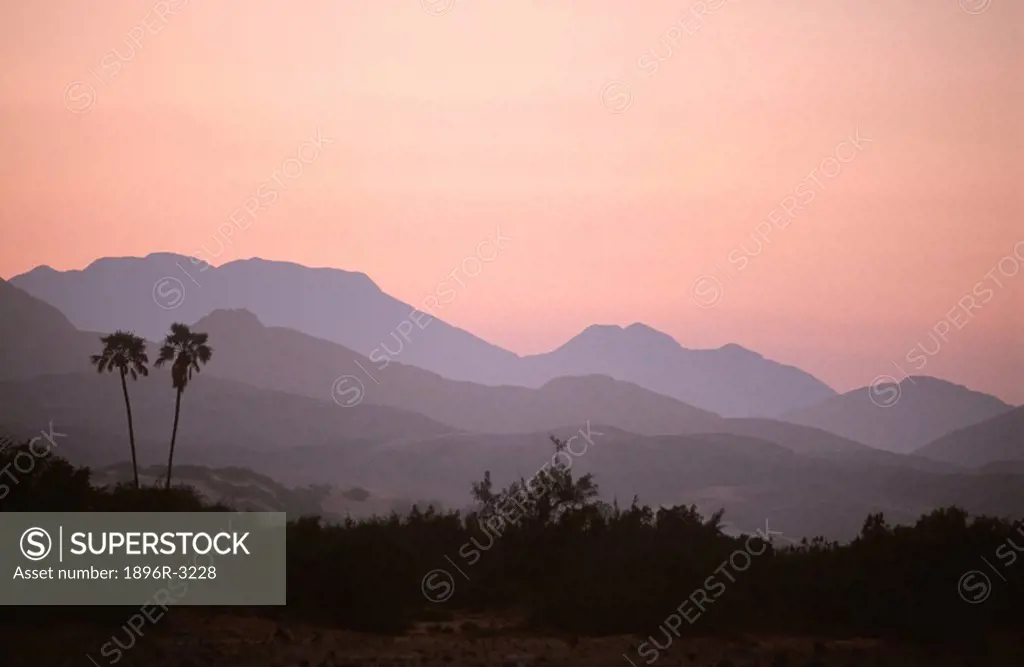 Early Morning View of the Kunene River Valley  Serra Caferna, Namibia, Southern Africa