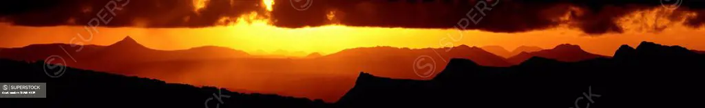 Dramatic Sunset Over a Mountain Range  Cederberg Mountains, Western Cape Province, South Africa